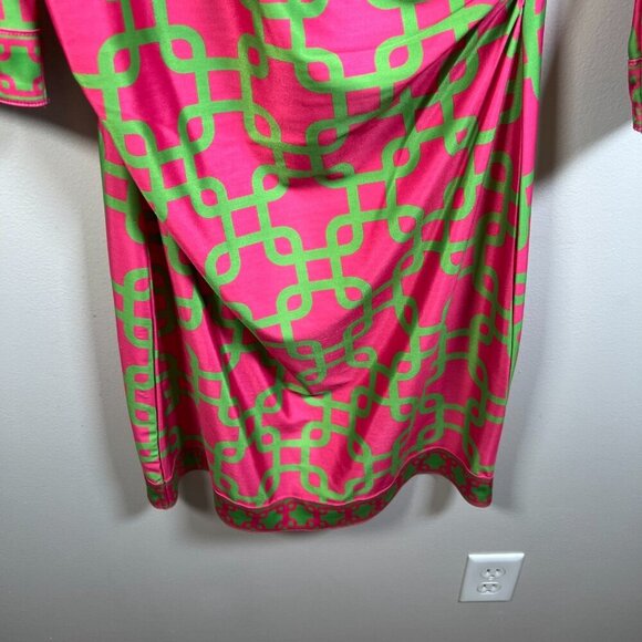 Gretchen Scott Ruched City Unchained Jersey Dress Size Small Pink Green Stretch - Picture 8 of 10
